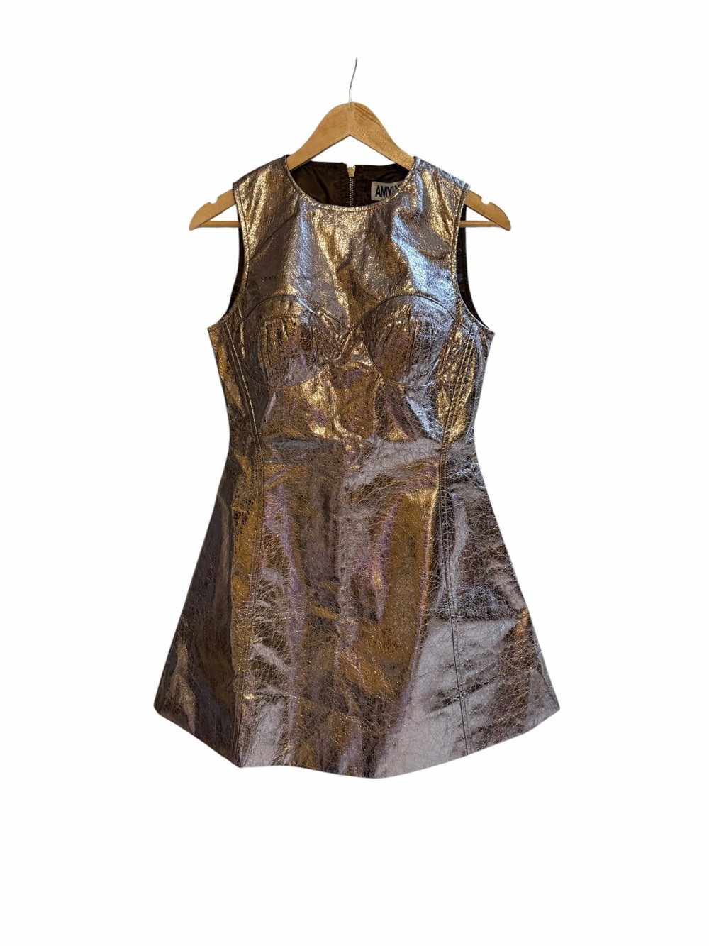 Amylynn NWT Metallic Gold Sleeveless Mini Dress - Picture 3 of 7